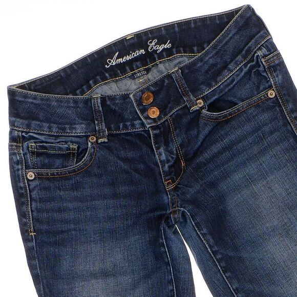 American Eagle Artist Jeans Size 2 Womens Cropped Low Waist Blue Stretch 28x24.5 - Picture 2 of 11